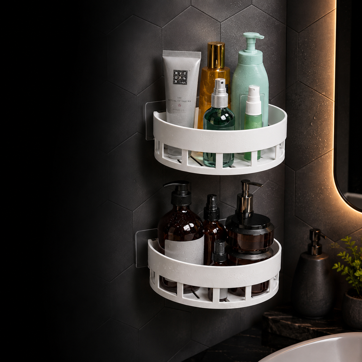 Premium Corner Bathroom Shelf - Pack of 2