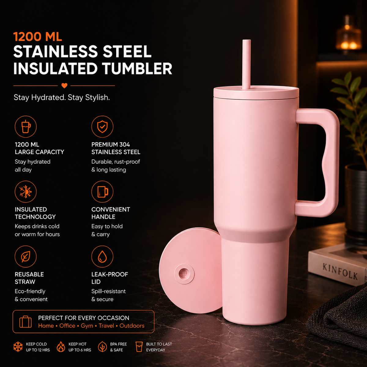 1200ml Stainless Steel Insulated Tumbler