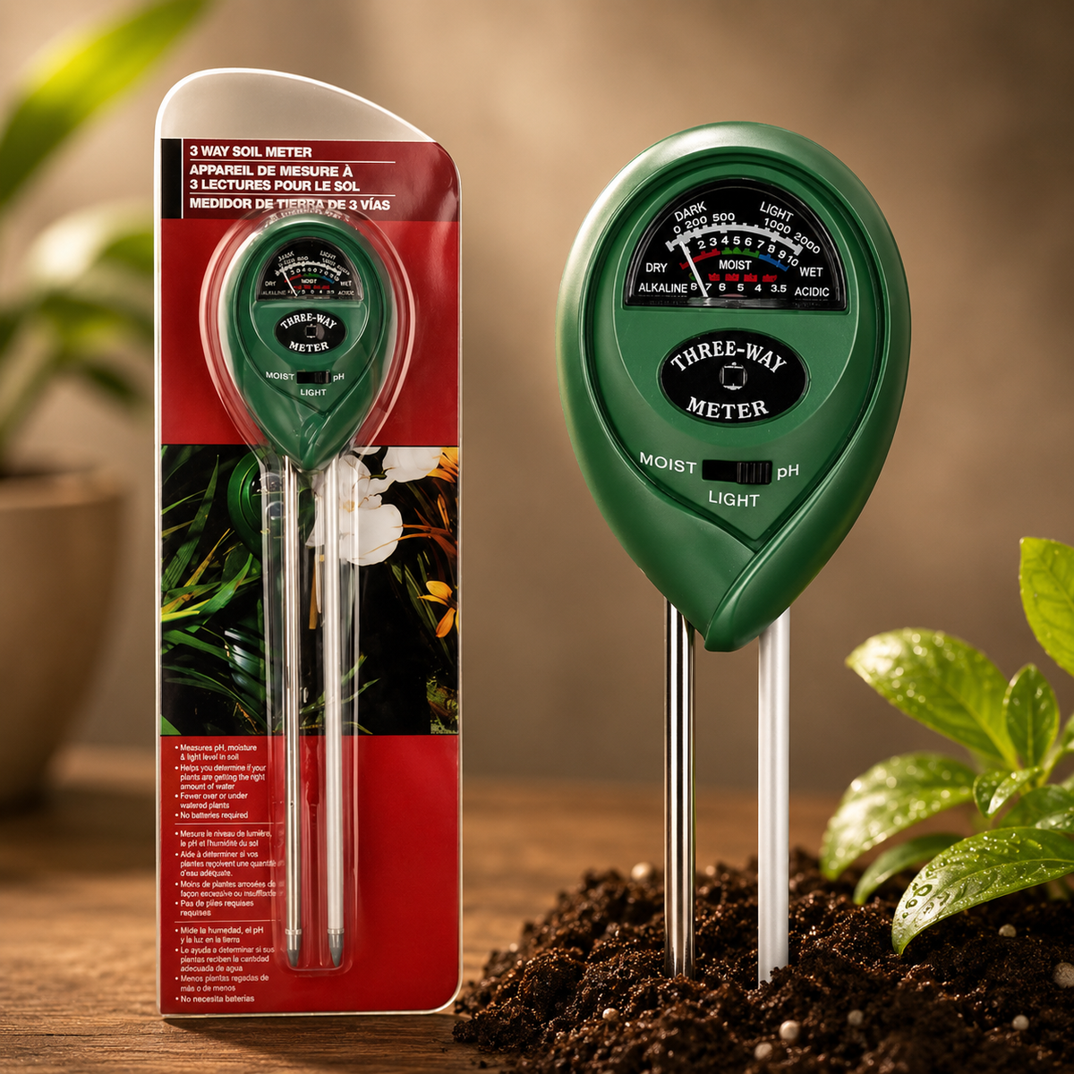 3-in-1 Solar Soil Tester (Pack of 2)