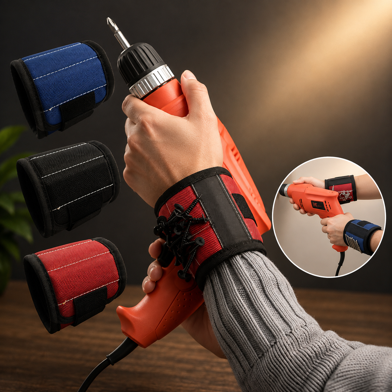 Magnetic Wrist Band for Holding Small Metal Accessories & Tools