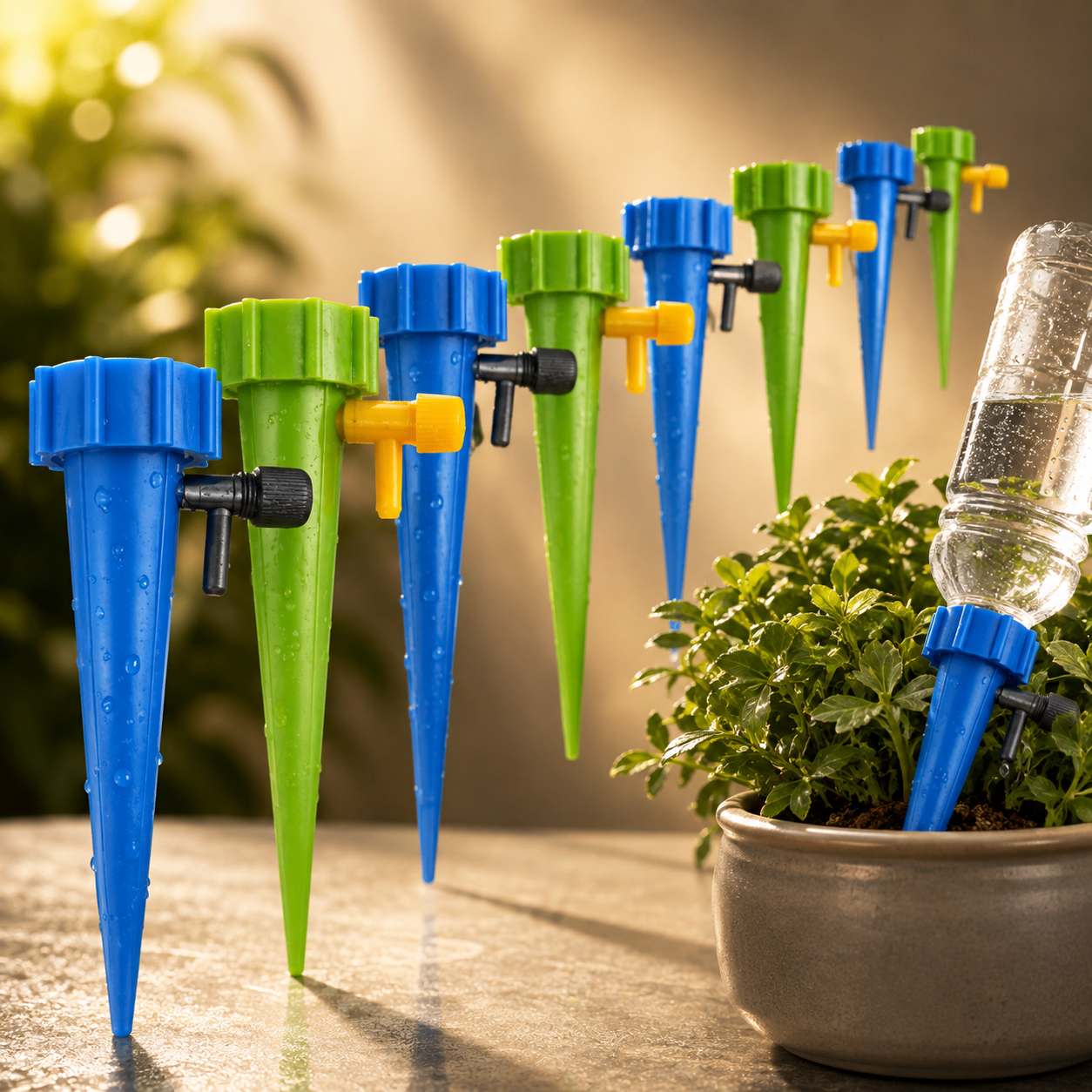 10 Pcs Drip Irrigation Kit For Home Garden, Self-Watering Spikes For Plants, Automatic Plant Water Dropper With Slow Release Control Valve Switch Drip Irrigation System